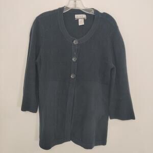 Nine West Women's Navy Ribbed Button Cardigan Sweater XL